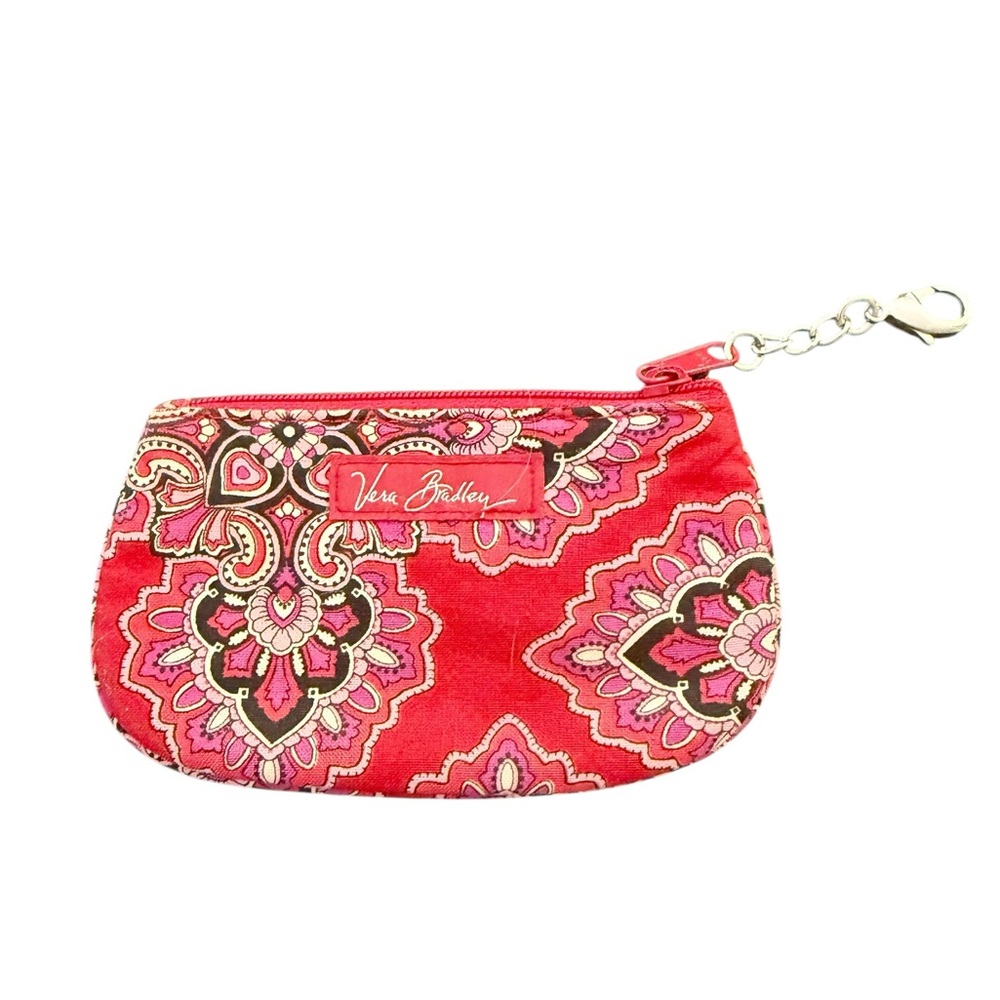 Vera‎ Bradley ID Key Card Coin Purse Wallet Red Paisley